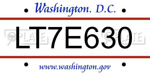 LT7E630 District Of Columbia License Plate