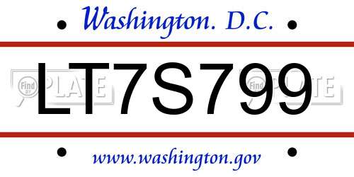 LT7S799 District Of Columbia License Plate
