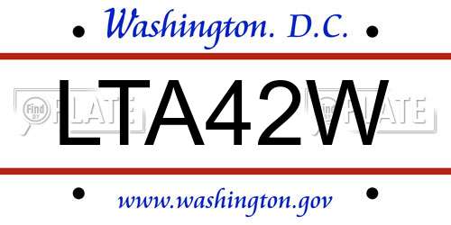 LTA42W District Of Columbia License Plate