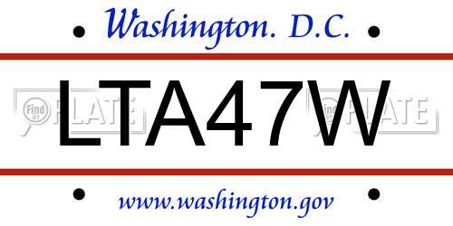 LTA47W District Of Columbia License Plate