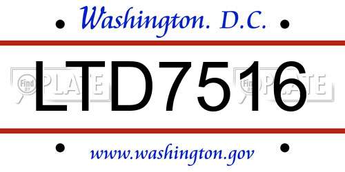 LTD7516 District Of Columbia License Plate