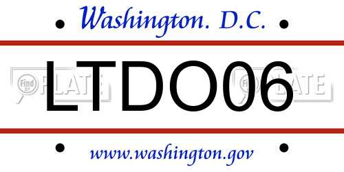 LTDO06 District Of Columbia License Plate