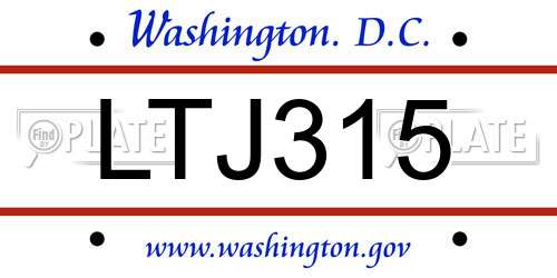 LTJ315 District Of Columbia License Plate
