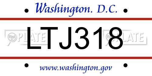 LTJ318 District Of Columbia License Plate