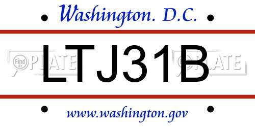 LTJ31B District Of Columbia License Plate