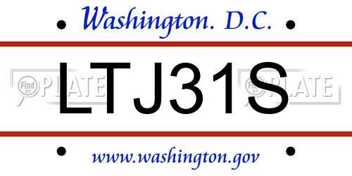 LTJ31S District Of Columbia License Plate