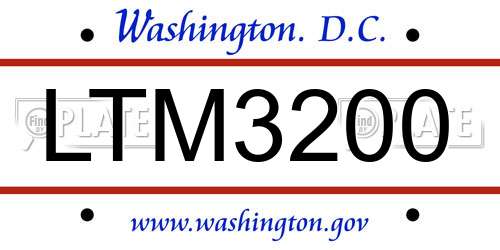 LTM3200 District Of Columbia License Plate