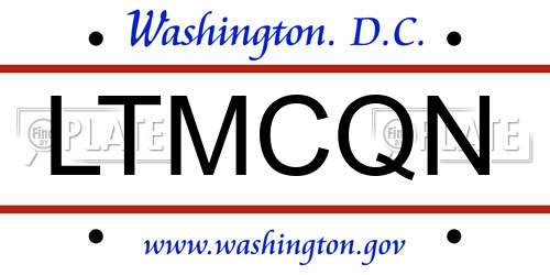 LTMCQN District Of Columbia License Plate
