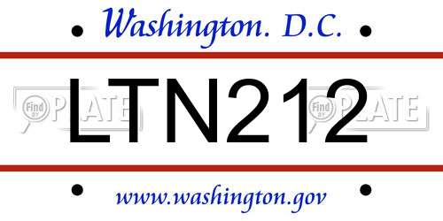 LTN212 District Of Columbia License Plate
