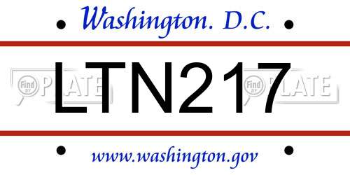 LTN217 District Of Columbia License Plate
