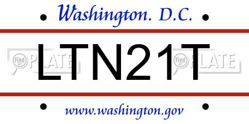 LTN21T District Of Columbia License Plate