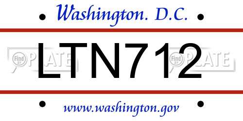LTN712 District Of Columbia License Plate