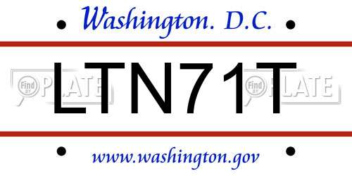 LTN71T District Of Columbia License Plate