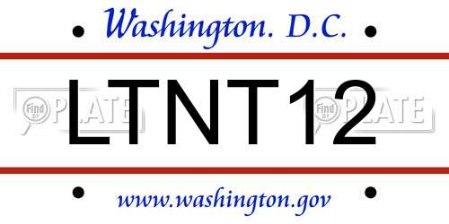 LTNT12 District Of Columbia License Plate