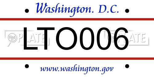 LTO006 District Of Columbia License Plate