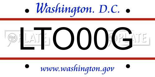 LTO00G District Of Columbia License Plate