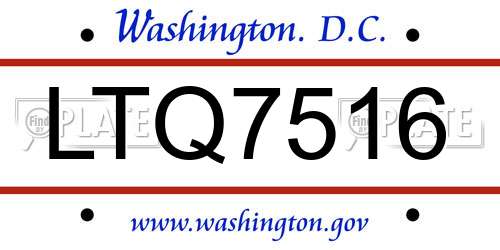 LTQ7516 District Of Columbia License Plate