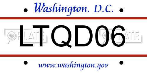 LTQD06 District Of Columbia License Plate