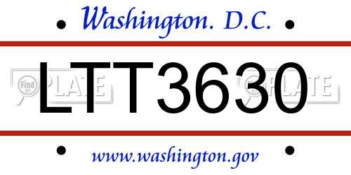 LTT3630 District Of Columbia License Plate