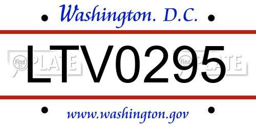 LTV0295 District Of Columbia License Plate