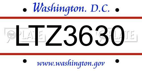 LTZ3630 District Of Columbia License Plate