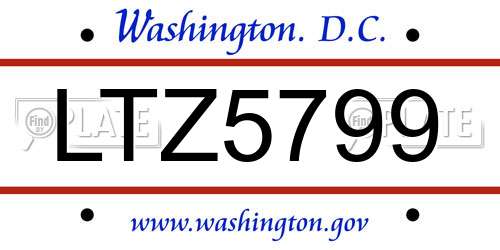LTZ5799 District Of Columbia License Plate