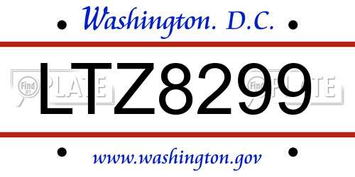 LTZ8299 District Of Columbia License Plate
