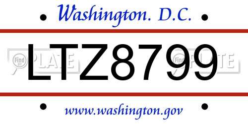LTZ8799 District Of Columbia License Plate