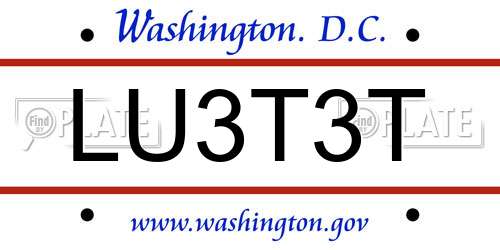 LU3T3T District Of Columbia License Plate