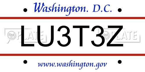 LU3T3Z District Of Columbia License Plate