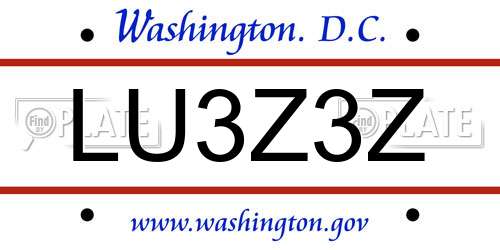 LU3Z3Z District Of Columbia License Plate