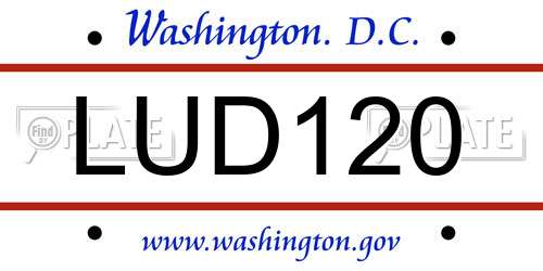 LUD120 District Of Columbia License Plate
