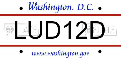 LUD12D District Of Columbia License Plate