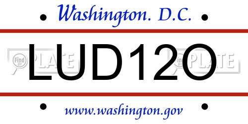 LUD12O District Of Columbia License Plate
