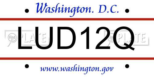 LUD12Q District Of Columbia License Plate