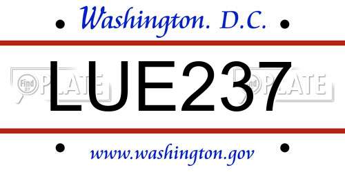 LUE237 District Of Columbia License Plate