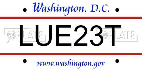 LUE23T District Of Columbia License Plate