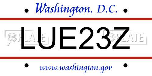 LUE23Z District Of Columbia License Plate