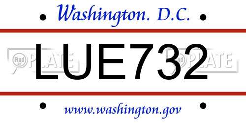LUE732 District Of Columbia License Plate