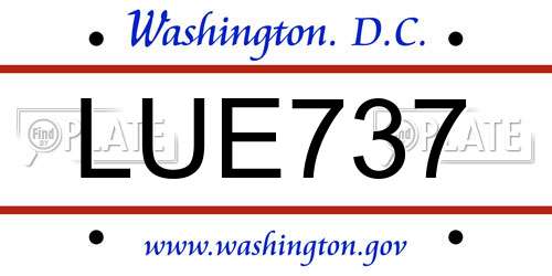 LUE737 District Of Columbia License Plate
