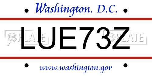 LUE73Z District Of Columbia License Plate
