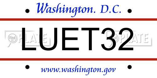 LUET32 District Of Columbia License Plate