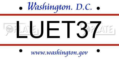LUET37 District Of Columbia License Plate