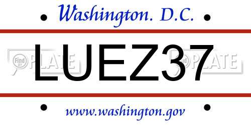 LUEZ37 District Of Columbia License Plate