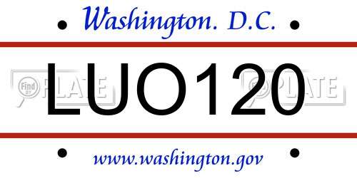 LUO120 District Of Columbia License Plate