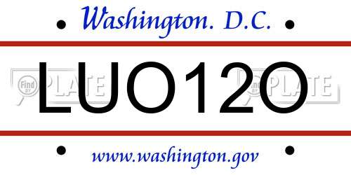 LUO12O District Of Columbia License Plate