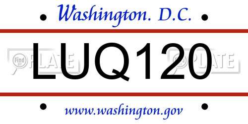 LUQ120 District Of Columbia License Plate