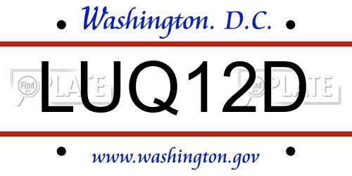 LUQ12D District Of Columbia License Plate