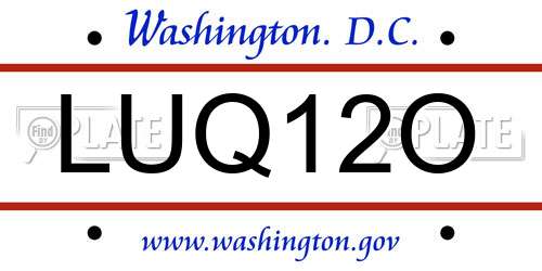 LUQ12O District Of Columbia License Plate