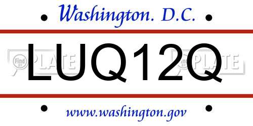 LUQ12Q District Of Columbia License Plate